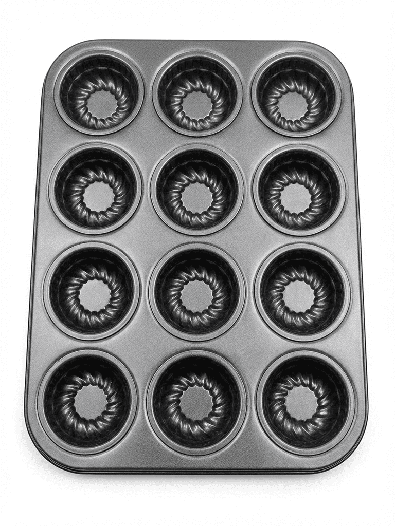 MOLDE DE METAL PARA 12 CUPCAKES CON DISEÑO ESPIRAL